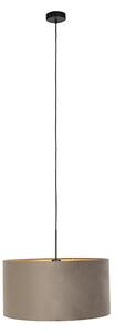 Lampa wisząca klosz welurowy brązowoszaro-złoty 50cm - Combi Oswietlenie wewnetrzne