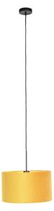 Lampa wisząca klosz welurowy ochra-złoty 35cm - Combi Oswietlenie wewnetrzne