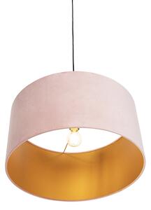 Lampa wisząca klosz welurowy różowo-złoty 50cm - Combi Oswietlenie wewnetrzne
