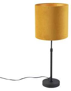 Lampa stołowa regulowana czarna klosz welurowy ochra 25cm - Parte Oswietlenie wewnetrzne