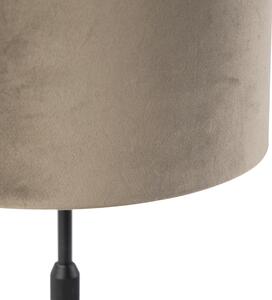 Lampa stołowa regulowana czarna klosz welurowy szarobrązowy 25cm - Parte Oswietlenie wewnetrzne