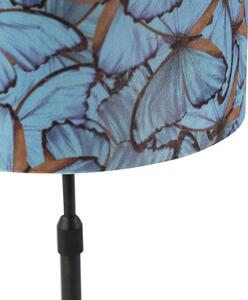 Lampa stołowa regulowana czarna klosz welurowy motyle 25cm - Parte Oswietlenie wewnetrzne