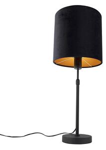 Lampa stołowa regulowana czarna klosz welurowy czarny 25cm - Parte Oswietlenie wewnetrzne