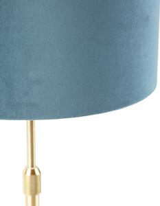 Lampa stołowa regulowana złota/mosiądz klosz welurowy niebieski 25cm - Parte Oswietlenie wewnetrzne