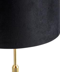 Lampa stołowa regulowana złota/mosiądz klosz welurowy czarny 25cm - Parte Oswietlenie wewnetrzne