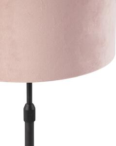 Lampa stołowa regulowana czarna klosz welurowy różowy 25cm - Parte Oswietlenie wewnetrzne