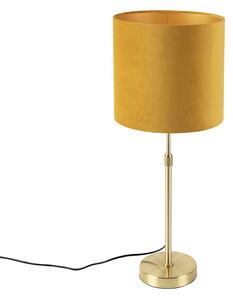 Lampa stołowa regulowana złota/mosiądz klosz welurowy ochra 25cm - Parte Oswietlenie wewnetrzne