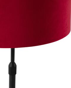 Lampa stołowa regulowana czarna klosz welurowy czerwony 25cm - Parte Oswietlenie wewnetrzne