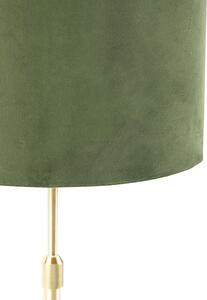 Lampa stołowa regulowana złota/mosiądz klosz welurowy zielony 25cm - Parte Oswietlenie wewnetrzne