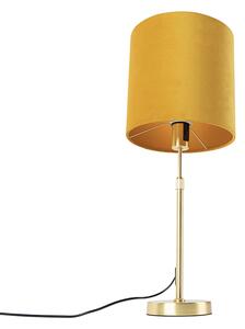 Lampa stołowa regulowana złota/mosiądz klosz welurowy ochra 25cm - Parte Oswietlenie wewnetrzne