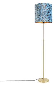 Lampa podłogowa regulowana złota/mosiądz klosz welurowy motyle 40cm - Parte Oswietlenie wewnetrzne