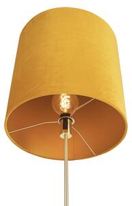 Lampa podłogowa regulowana złota/mosiądz klosz welurowy ochra 40cm - Parte Oswietlenie wewnetrzne