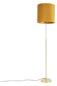 Lampa podłogowa regulowana złota/mosiądz klosz welurowy ochra 40cm - Parte Oswietlenie wewnetrzne