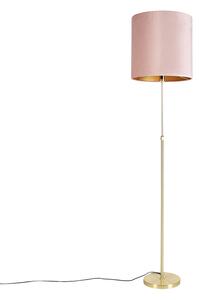 Lampa podłogowa regulowana złota/mosiądz klosz welurowy różowy 40cm - Parte Oswietlenie wewnetrzne