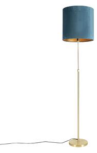 Lampa podłogowa regulowana złota/mosiądz klosz welurowy niebieski 40cm - Parte Oswietlenie wewnetrzne