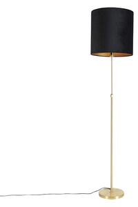 Lampa podłogowa regulowana złota/mosiądz klosz welurowy czarny 40cm - Parte Oswietlenie wewnetrzne