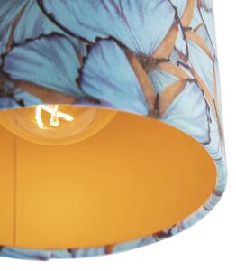 Plafon / Lampy sufitowe klosz welurowy motyl-złoty 20cm - Combi czarny Oswietlenie wewnetrzne