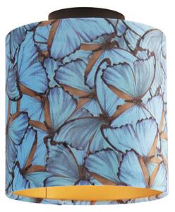 Plafon / Lampy sufitowe klosz welurowy motyl-złoty 20cm - Combi czarny Oswietlenie wewnetrzne