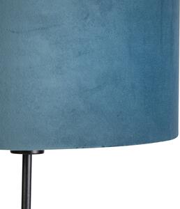 Lampa podłogowa regulowana czarna klosz welurowy niebieski 35cm - Parte Oswietlenie wewnetrzne