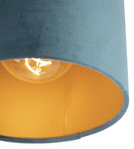 Lampa sufitowa z welurowym kloszem w kolorze niebieskim ze złotem 20 cm - Combi czarny Oswietlenie wewnetrzne
