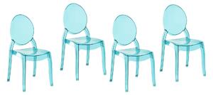 Zestaw 4 krzeseł do jadalni nowoczesne akrylowe transparentne niebieskie Merton Beliani