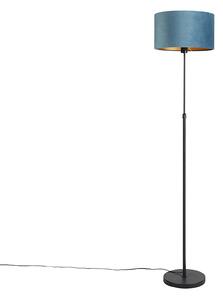Lampa podłogowa regulowana czarna klosz welurowy niebieski 35cm - Parte Oswietlenie wewnetrzne