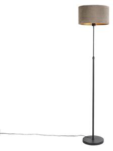 Lampa podłogowa regulowana czarna klosz welurowy szarobrązowy 35cm - Parte Oswietlenie wewnetrzne
