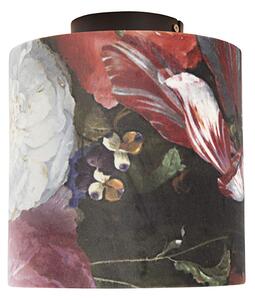Plafon / Lampy sufitowe klosz welurowy kwiatowo-złoty 20cm - Combi czarny Oswietlenie wewnetrzne