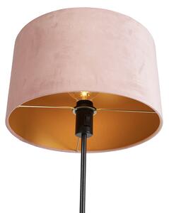 Lampa podłogowa regulowana czarna klosz welurowy różowy 35cm - Parte Oswietlenie wewnetrzne
