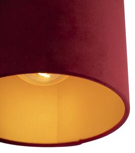 Plafon / Lampy sufitowe klosz welurowy czerwono-złoty 20cm - Combi czarny Oswietlenie wewnetrzne