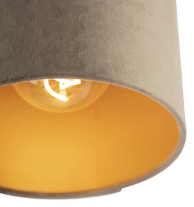 Plafon / Lampy sufitowe klosz welurowy szarobrązowo-złoty 20cm - Combi czarny Oswietlenie wewnetrzne