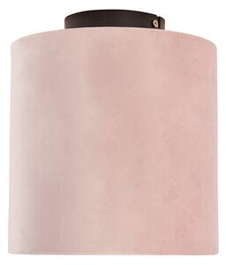 Plafon / Lampy sufitowe klosz welurowy różowo-złoty 20cm - Combi czarny Oswietlenie wewnetrzne