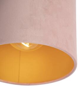 Plafon / Lampy sufitowe klosz welurowy różowo-złoty 20cm - Combi czarny Oswietlenie wewnetrzne