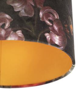 Plafon / Lampy sufitowe klosz welurowy kwiatowo-złoty 25cm - Combi czarny Oswietlenie wewnetrzne