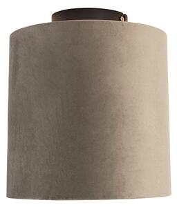 Plafon / Lampy sufitowe klosz welurowy szarobrązowo-złoty 20cm - Combi czarny Oswietlenie wewnetrzne