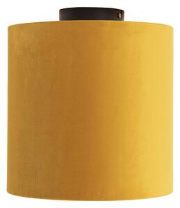 Plafon / Lampy sufitowe klosz welurowy ochra-złoty 25cm - Combi czarny Oswietlenie wewnetrzne