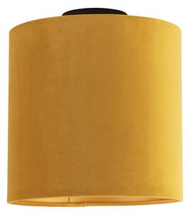 Plafon / Lampy sufitowe klosz welurowy ochra-złoty 25cm - Combi czarny Oswietlenie wewnetrzne