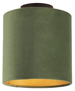 Plafon / Lampy sufitowe klosz welurowy zielono-złoty 20cm - Combi czarny Oswietlenie wewnetrzne