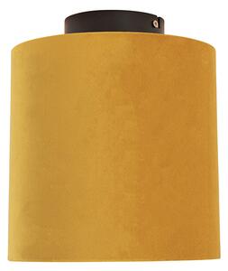 Plafon / Lampy sufitowe klosz welurowy ochra-złoty 20cm - Combi czarny Oswietlenie wewnetrzne