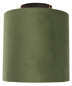 Plafon / Lampy sufitowe klosz welurowy zielono-złoty 20cm - Combi czarny Oswietlenie wewnetrzne