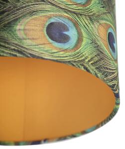 Plafon / Lampy sufitowe klosz welurowy paw-złoty 25cm - Combi czarny Oswietlenie wewnetrzne