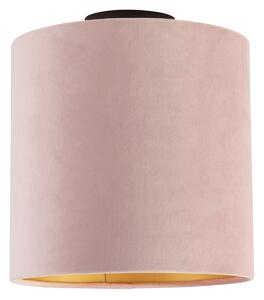 Plafon / Lampy sufitowe klosz welurowy różowo-złoty 25cm - Combi czarny Oswietlenie wewnetrzne
