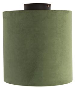Plafon / Lampy sufitowe klosz welurowy zielono-złoty 25cm - Combi czarny Oswietlenie wewnetrzne