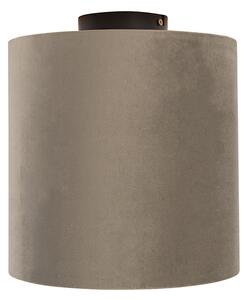 Plafon / Lampy sufitowe klosz welurowy szarobrązowo-złoty 25cm - Combi czarny Oswietlenie wewnetrzne