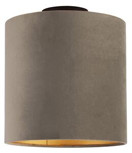 Plafon / Lampy sufitowe klosz welurowy szarobrązowo-złoty 25cm - Combi czarny Oswietlenie wewnetrzne