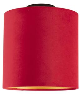Plafon / Lampy sufitowe klosz welurowy czerwono-złoty 25cm - Combi czarny Oswietlenie wewnetrzne