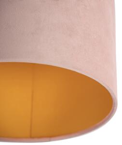 Plafon / Lampy sufitowe klosz welurowy różowo-złoty 25cm - Combi czarny Oswietlenie wewnetrzne