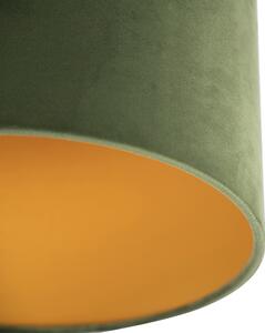 Plafon / Lampy sufitowe klosz welurowy zielono-złoty 25cm - Combi czarny Oswietlenie wewnetrzne