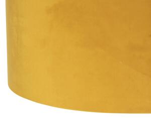 Lampa wisząca regulowana czarna klosz welurowy ochra-złoty 35cm - Blitz II Oswietlenie wewnetrzne