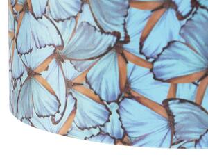Lampa wisząca regulowana czarna klosz welurowy motyle 35cm - Blitz II Oswietlenie wewnetrzne